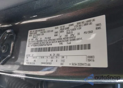 2019 Ford F-150 Xlt z USA, uszkodzony, nr VIN 1FTEW1C55KFA75214